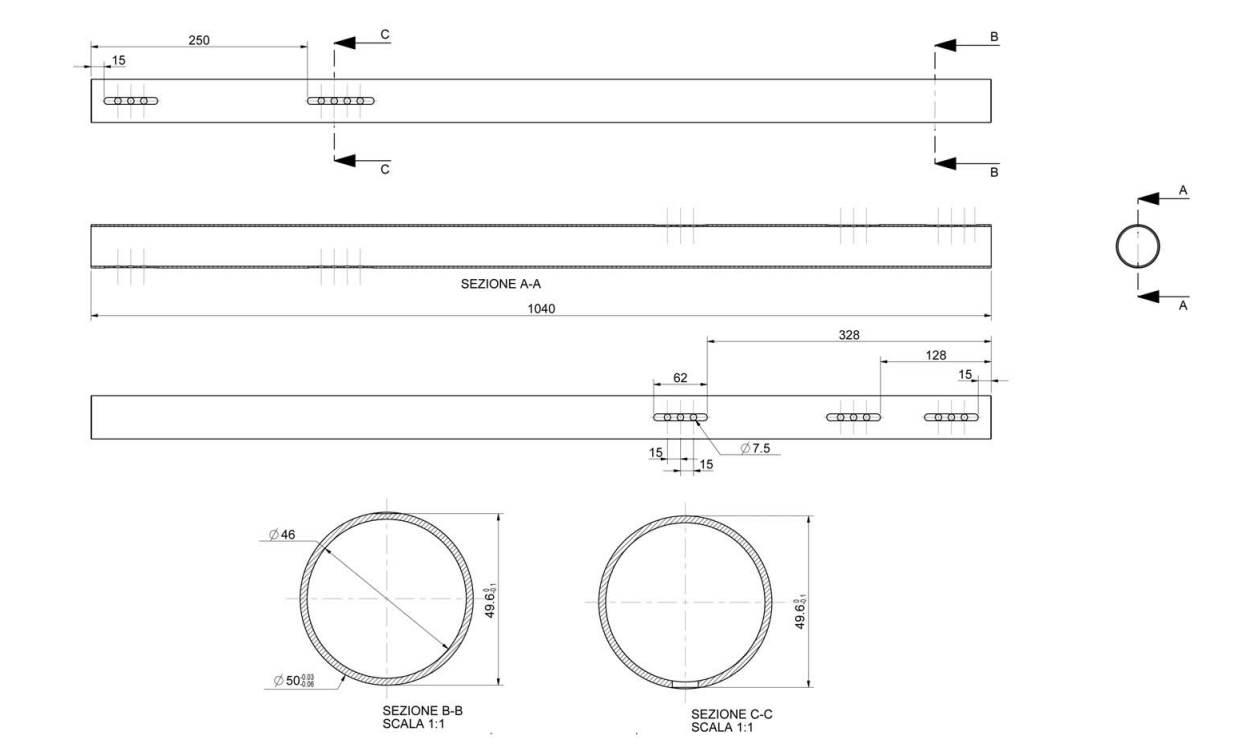 Hinterachse 50 x 1040mm - Farbe: Schwarz (brüniert) / Weich, Mittel, Hart