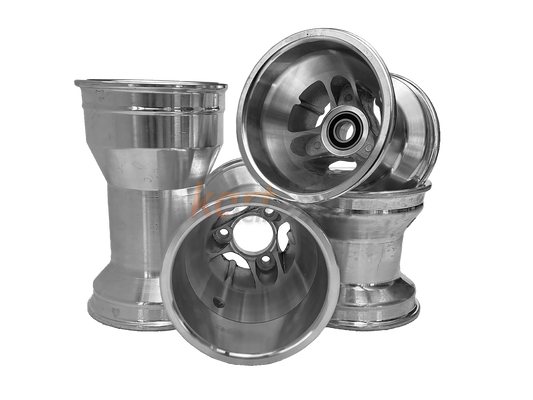 Aluminium Kart-Felgensatz mit einem 17mm Lager in den Vorderradfelgen und 210mm Hinterradfelgen (Trockenreifen/ Trockenfelgen)