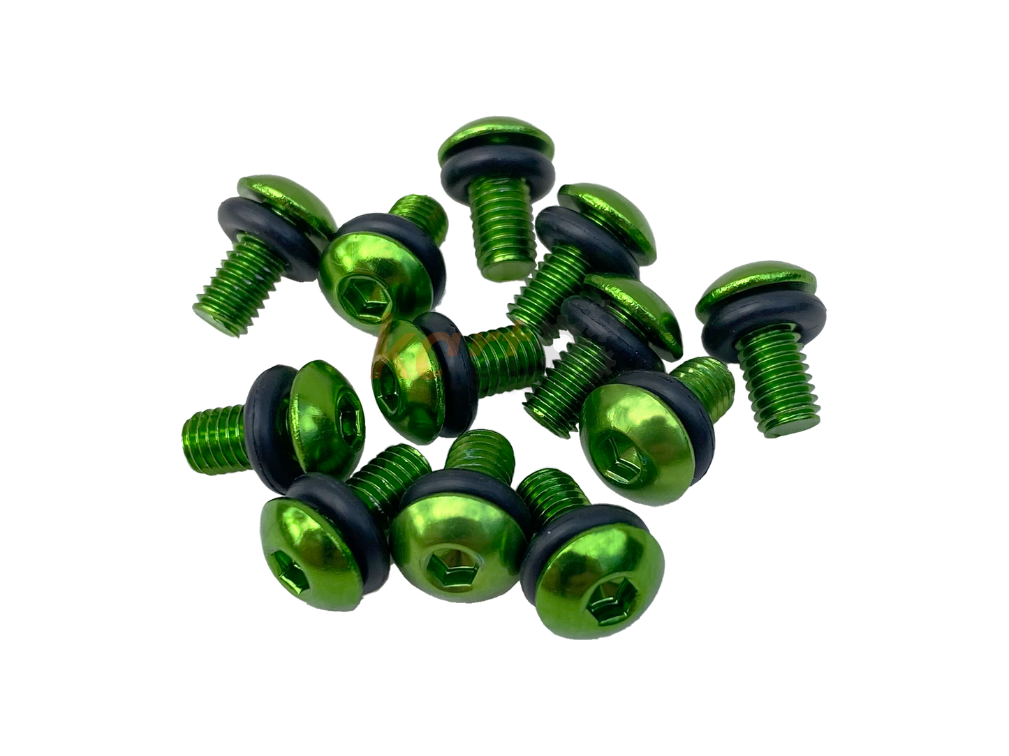 Grüne Felgensicherungsschrauben mit O-Ring (Größe: M5) zur Befestigung in Magnesium- oder Aluminium Kartfelgen