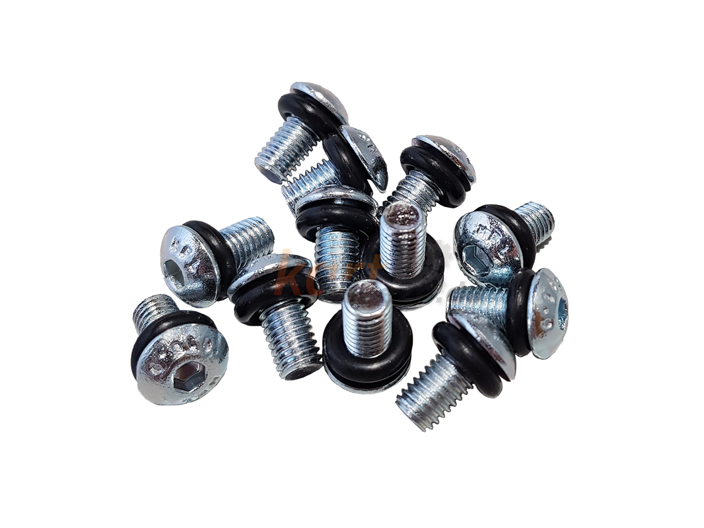 Silberne Felgensicherungsschrauben mit O-Ring (Größe: M5) zur Befestigung in Magnesium- oder Aluminium Kartfelgen