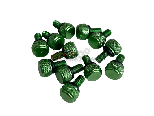Grüne Felgensicherungsschrauben mit O-Ring (Größe: M5) zur Befestigung in Magnesium- oder Aluminium Kartfelgen