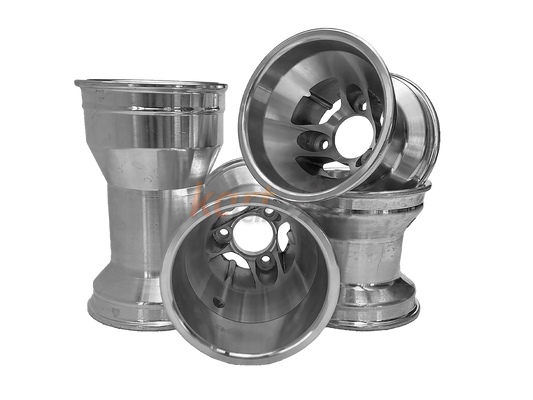 Aluminium Kart-Felgensatz mit einem Lochkreis von 58mm in den Vorderradfelgen und 210mm Hinterradfelgen (Trockenreifen/ Trockenfelgen)
